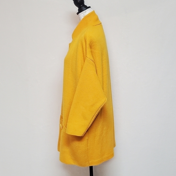 VINTAGE 90s I.B. Diffusion Mustard Yellow Knit Oversized Kimono Sweater Cardigan - Picture 8 of 14